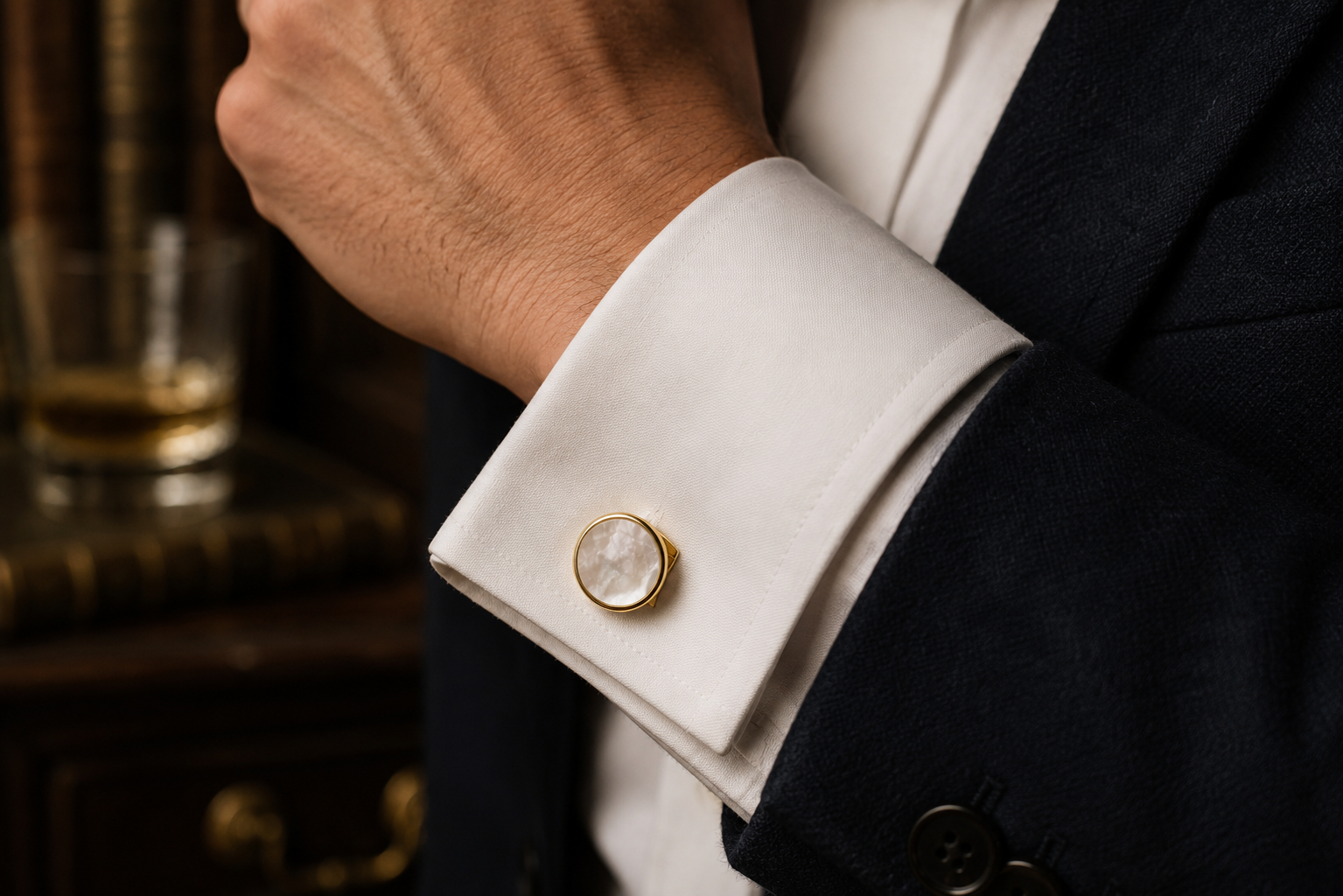 Mother of Pearl Gold-Tone Cufflinks