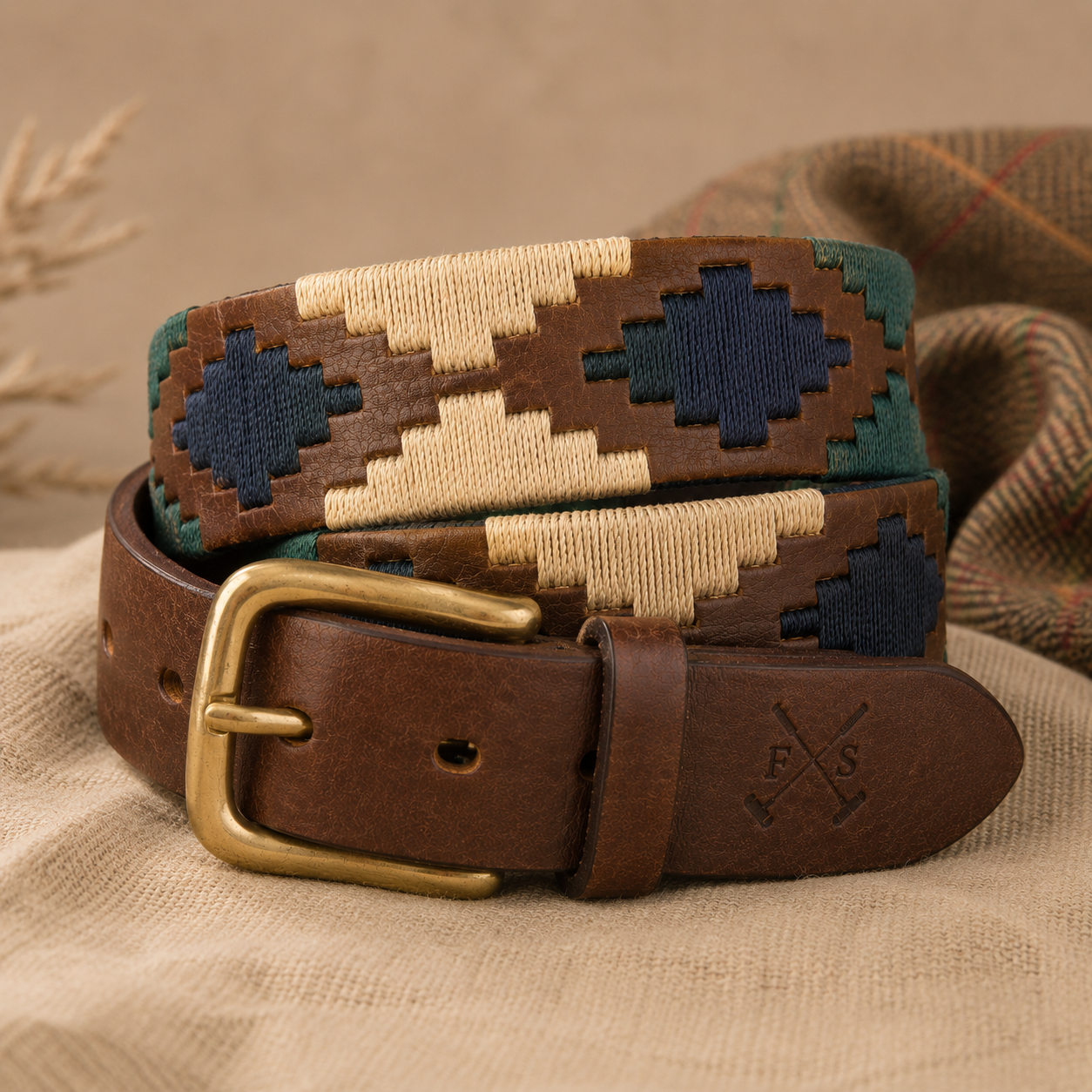 Jaipur Polo Belt - Blue and Beige