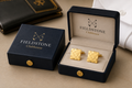 Gold-Tone Chequered Cufflinks