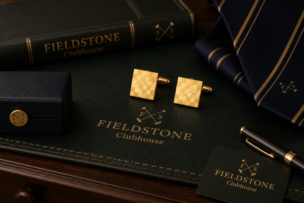 Gold-Tone Chequered Cufflinks