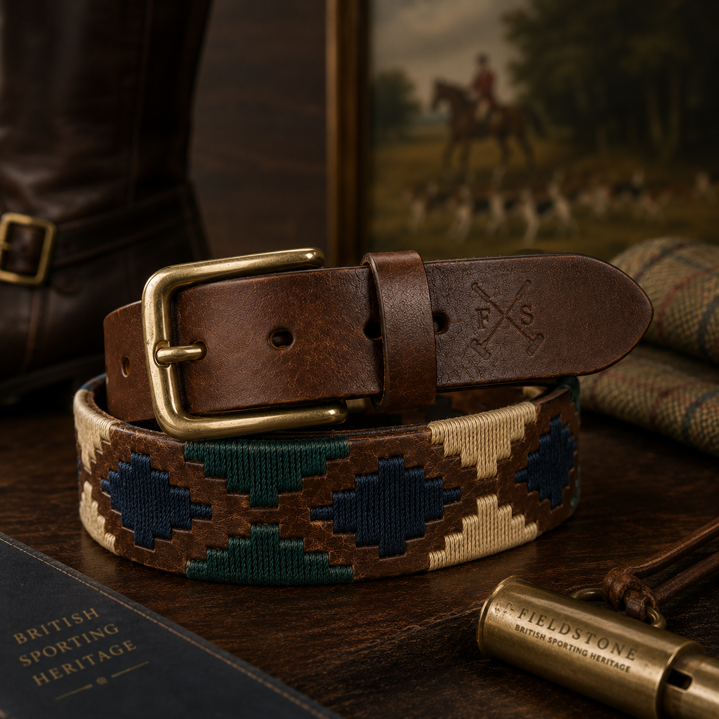 Jaipur Polo Belt - Blue and Beige