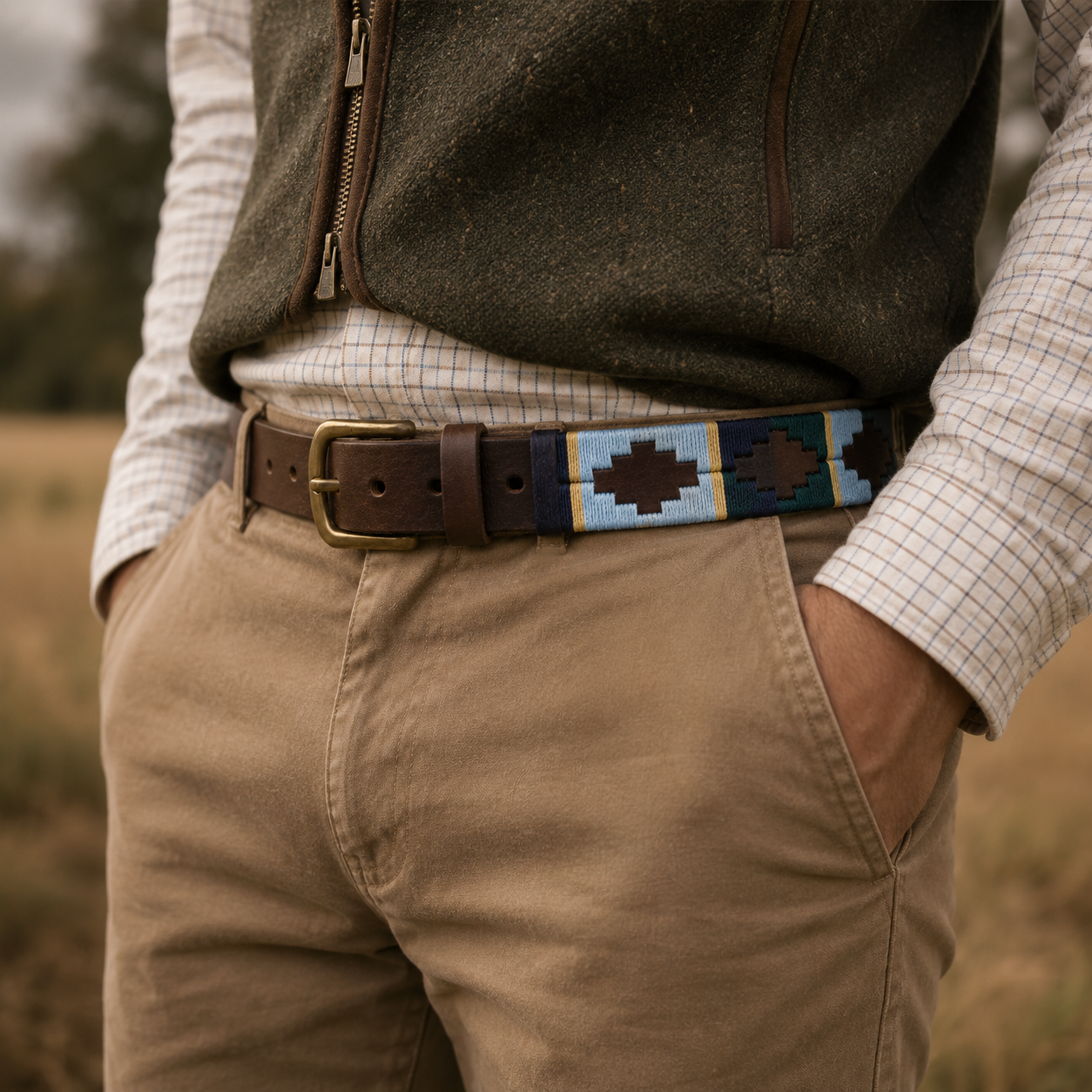 Jaipur Polo Belt - Blue and Green