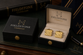 Gold-Tone Diagonal Stripe Cufflinks