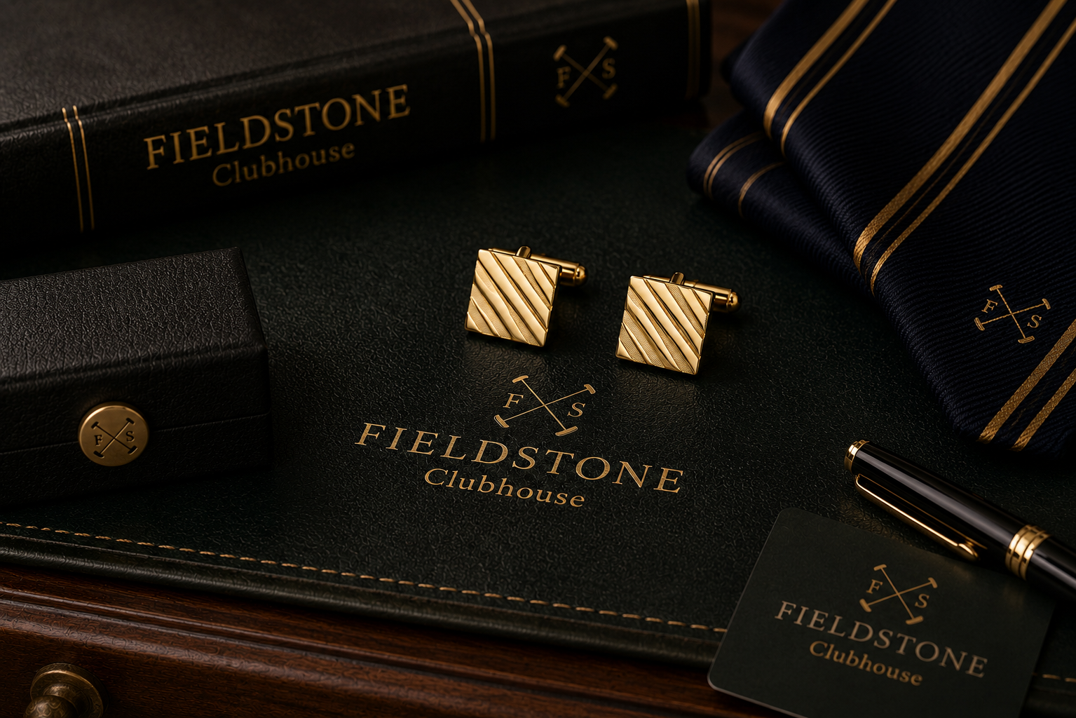 Gold-Tone Diagonal Stripe Cufflinks