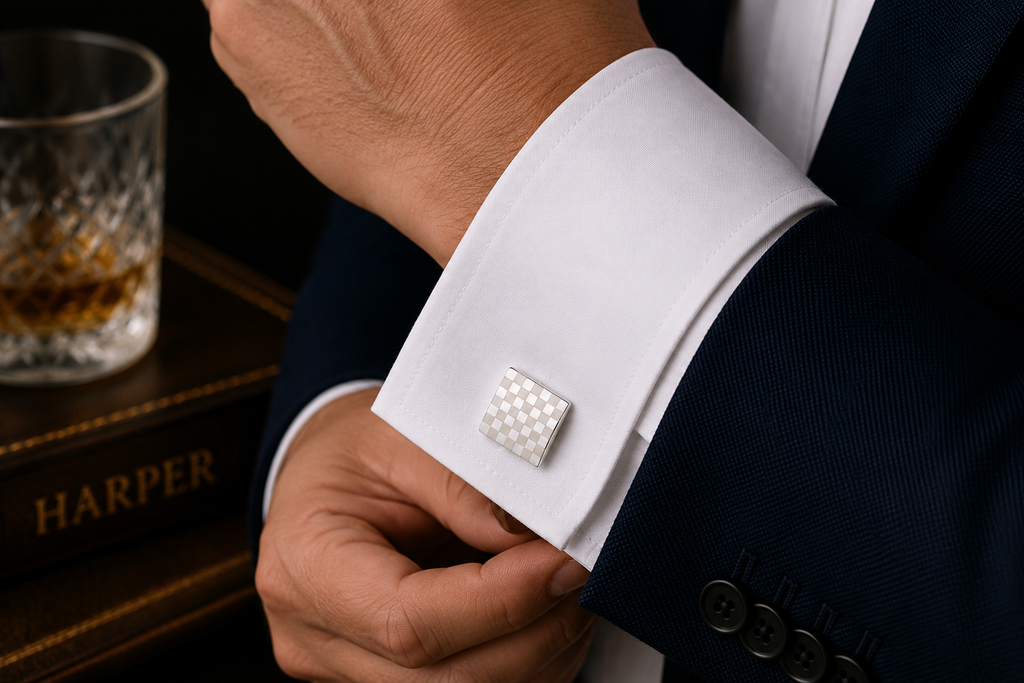 Silver Chequeboard Cufflinks