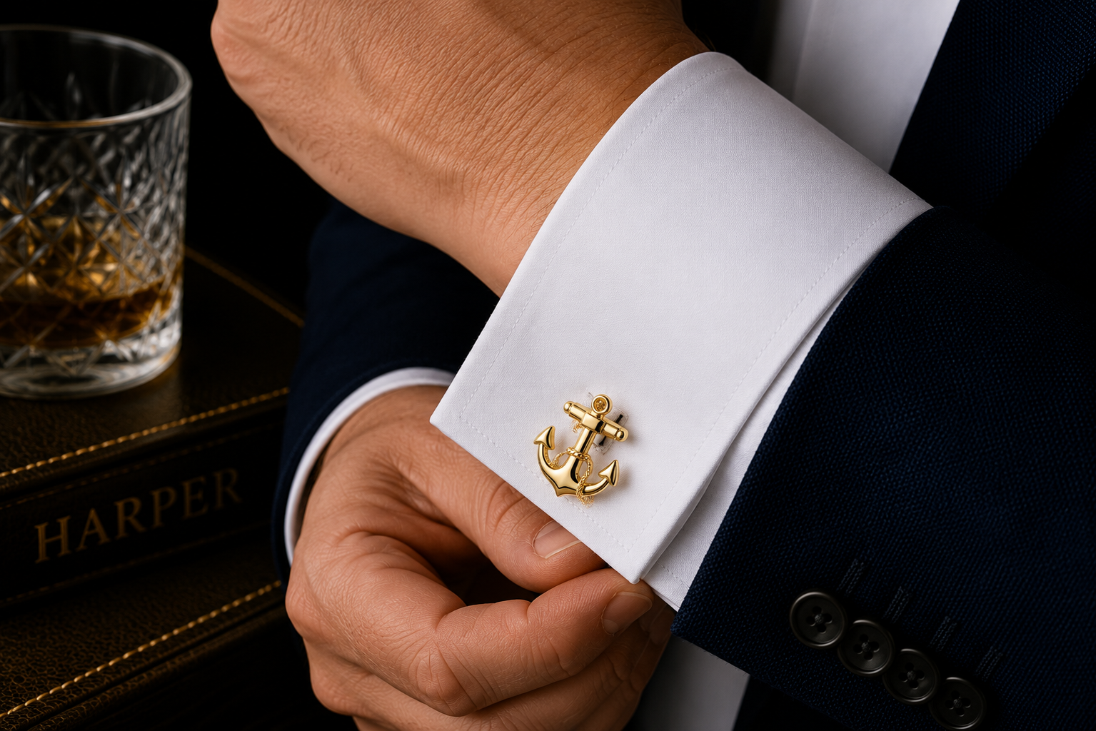 Gold-Tone Anchor Cufflinks