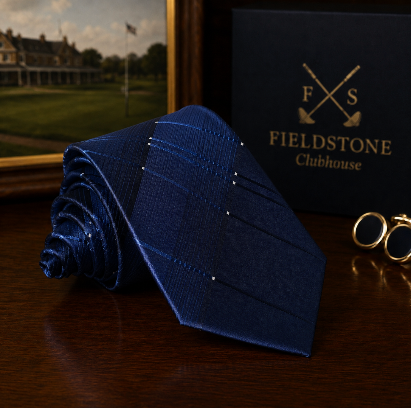 Necktie - Cross Striped Blue
