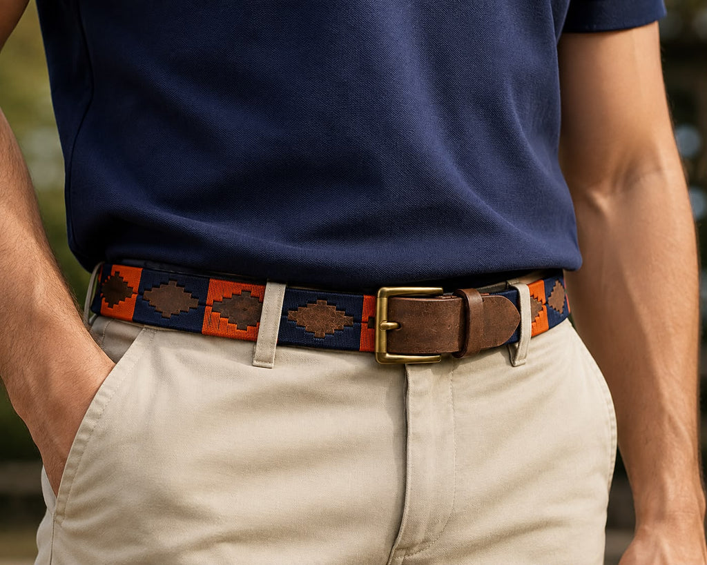 Jaipur Polo Belt - Blue and Orange